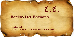 Borkovits Barbara névjegykártya
